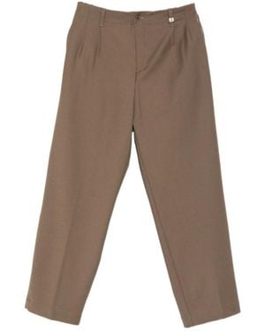 Myths Pleated-Front Straight-Leg Pants - Brown