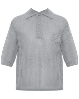 AllSaints Short-Sleeved Knitted Polo Shirt - Grey