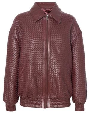 Manokhi Long-Sleeve Leather Jacket - Purple