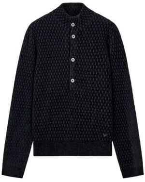 Emporio Armani Long-Sleeve Stand-Collar Pullover - Blue