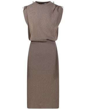 GIUSEPPE DI MORABITO Button-Detail Knitted Dress - Brown