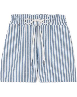 Veronica Beard Tijana Cotton-Blend Seersucker Shorts - Blue