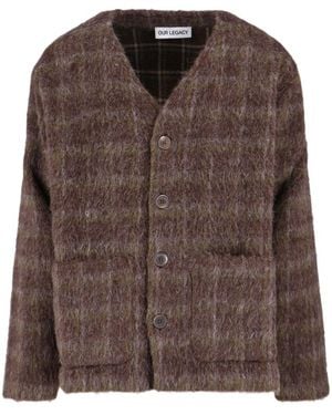 Our Legacy Checked Long-Sleeves Cardigan - Brown