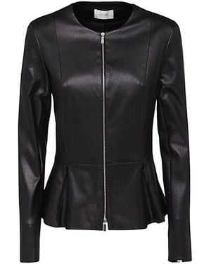 The Row Leather Zipped Peplum Jacket - Black