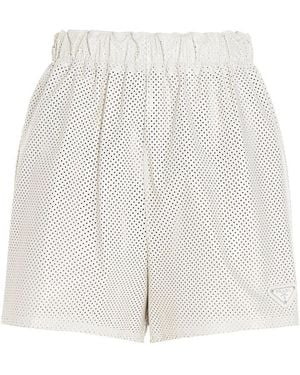 Prada High-Waisted Perforated Shorts - White