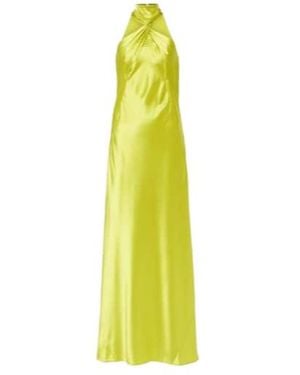 Galvan London Portico Halterneck Satin Gown - Yellow