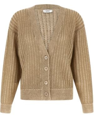 Peserico Waffle Lamé Knit Cardigan - Natural