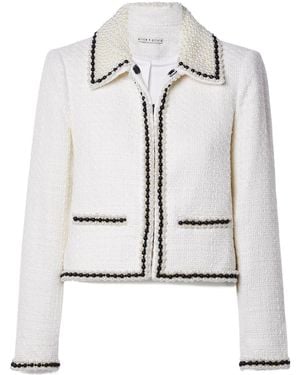 Alice + Olivia Cropped Beadembellished Tweed Jacket - Grey