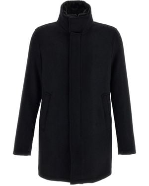 Herno Funnel-Neck Twill Coat - Blue