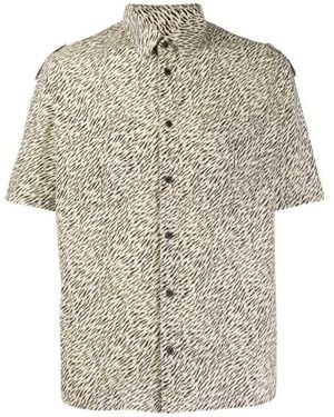 Saint Laurent Cotton Zebra Print Short-Sleeved Shirt - White
