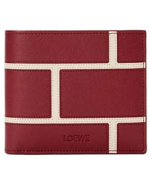 Loewe Bi-Fold Leather Paneled Wallet - Red