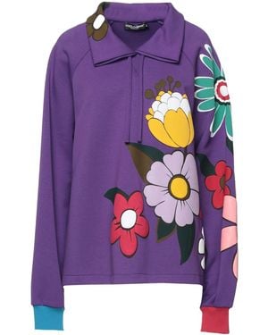 Dolce & Gabbana Printed Long-Sleeve Turtleneck T-Shirt - Purple