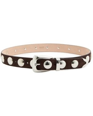 KHAITE Benny Studded Suede Belt - White