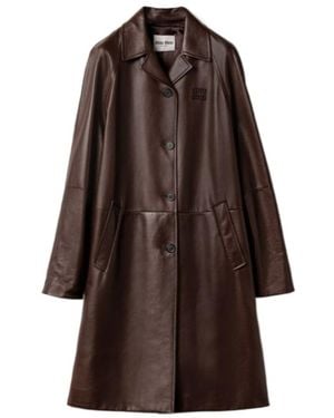 Miu Miu Nappa Leather Coat - Brown