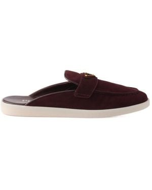 Prada Triangle-Logo Mules - Brown
