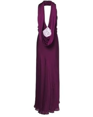 Christopher Esber Draped Open-Back Silk Satin Gown - Purple