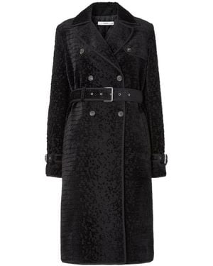 Fendi Double Breasted Belted Velvet Coat - Black