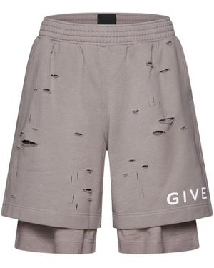 Givenchy Destroyed Effect Bermuda Shorts - Grey