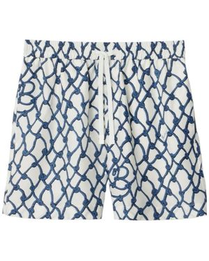 Burberry Allover Knot Printed Drawstring Shorts - Blue