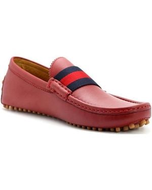 Gucci Stripe Detailed Slip-On Driving Loafers - Red