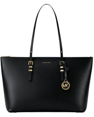 Michael Kors Quinn Large Pebbled Leather Tote Bag - Black