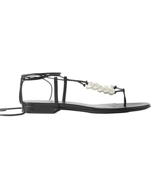 Magda Butrym Faux Pearl Embellished Leather Sandals - White