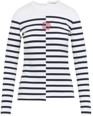 Jean Paul Gaultier Asymmetric Striped Long-Sleeve Top - White