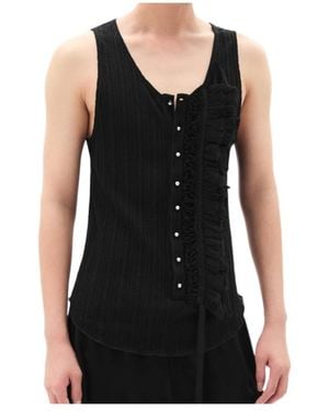 Ann Demeulemeester Ruffled Tank Top - Black