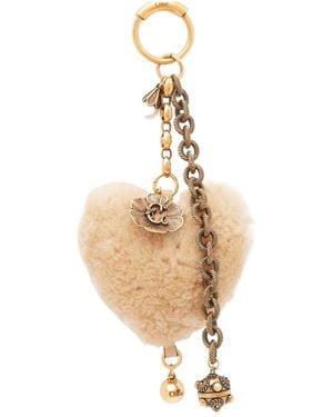 Chloé Chloé Symbols Heart Shearling Bag Charm - White