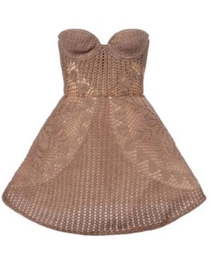 Magda Butrym Crochet Cotton Corset Dress - Brown
