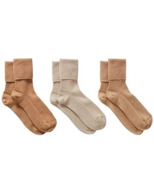 Johnstons of Elgin Set Of Three Basictone Midcalf Socks - White