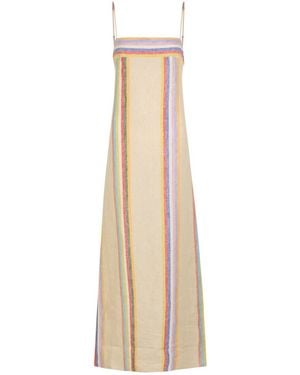 STAUD Laura Striped Linen Maxi Dress - Natural