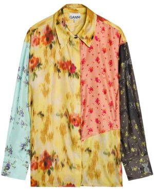 Ganni Floral Printed Shirt - Yellow