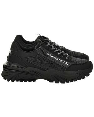 Versace Jeans Couture Zip-Detail Textured Trainers - Black