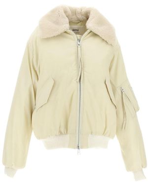 Ami Paris Zipped Boxy Jacket - Natural