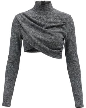 Gucci Stretch Viscose Lamé Cropped Top - Grey