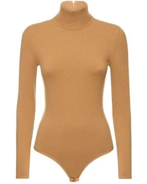 Michael Kors Cashmere Blend Knit Turtleneck Bodysuit - Brown