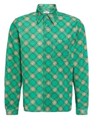 ERL Checked Cotton Corduroy Shirt - Green