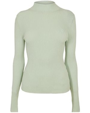 BOSS Mock-Neck Ribbed Knit Top - Green