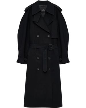 Anine Bing Pascale Double-Breasted Trench Coat - Black