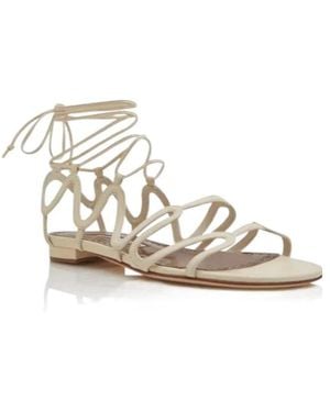 Manolo Blahnik Hollow Flat Sandals - Natural