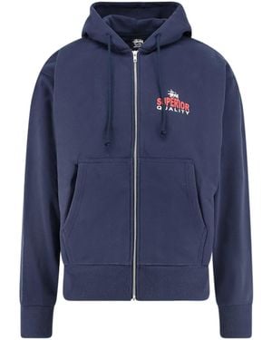 Stussy Long-Sleeved Hooded Sweatshirt - Blue