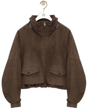 Loewe Suede Zip-Up Jacket - Brown