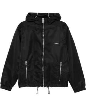 Coperni Hooded Drawstring Hem Zip-Front Jacket - Black