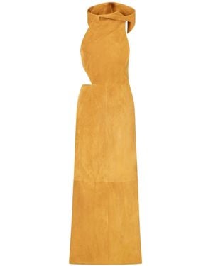 Gabriela Hearst Kallen Hooded Suede Maxi Dress - Metallic