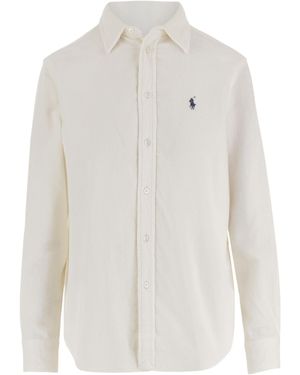 Polo Ralph Lauren Logo Embroidered Curved Hem Shirt - White