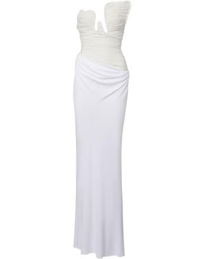 Christopher Esber Salacia Ruched Lace And Jersey Gown - White