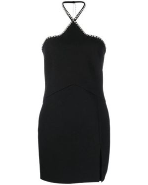 MSGM Crystal-Embellished Halterneck Minidress - Black