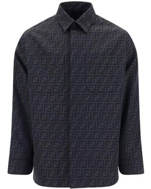 Fendi All-Over Monogram Jacquard Overshirt - Blue
