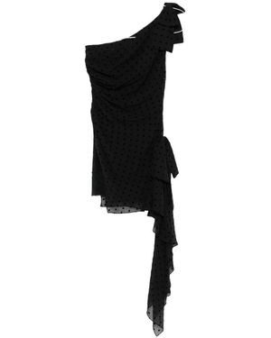 Alessandra Rich Polka-Dot Ruffled Dress - Black
